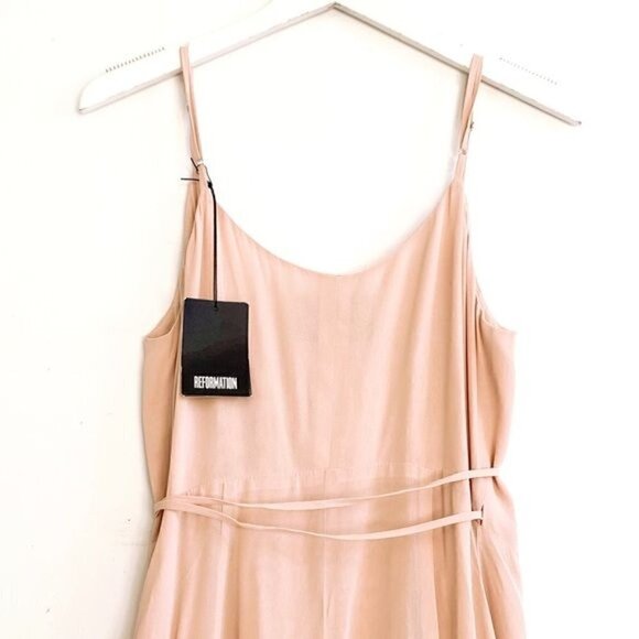 Reformation Cabo Midi Wrap Dress in Champagne Size L, NWT - Picture 5 of 11